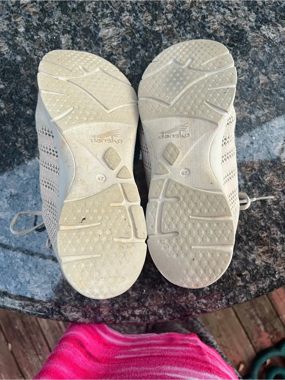 Dansko Beige Knit Lace-Up Athletic Sneaker